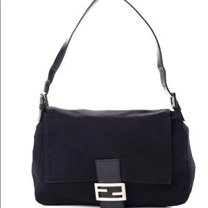 Vintage!! FENDI Neoprene Mama Baguette Black